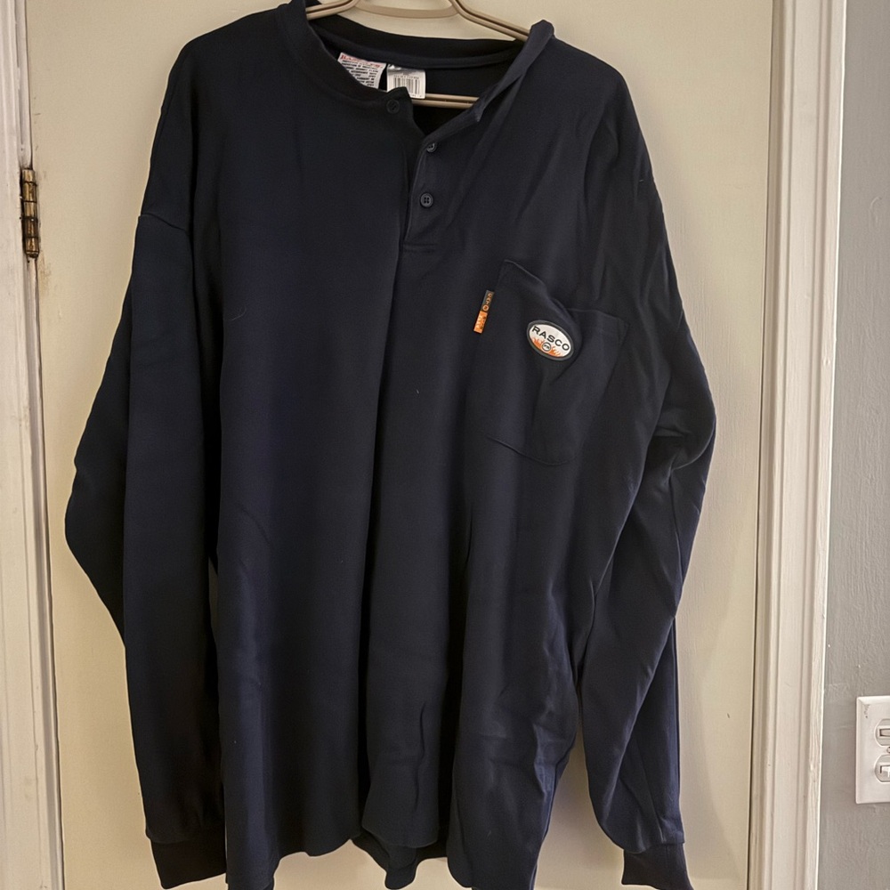 Men's Dark Blue Long Sleeve Henley Shirt